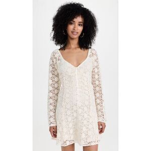 byTiMo NWT White Cotton Floral Lace Crochet Long Sleeve Mini Dress Small Boho